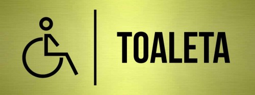 Przejdź do produktu TABLICZKA Na Drzwi Toaleta dla niepełnosprawnych Inwalidów Złota Aluminium Piktogram