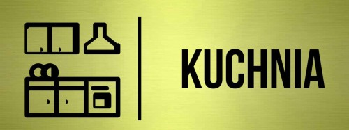 Przejdź do produktu TABLICZKA Na Drzwi KUCHNIA 2 Znak na drzwi Oznaczenie Złota Aluminium Piktogram