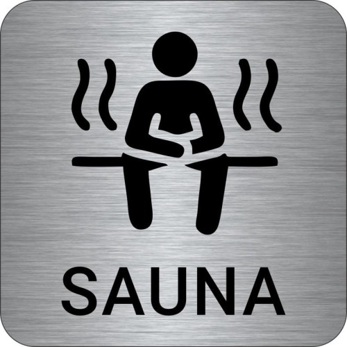 Przejdź do produktu TABLICZKA Na Drzwi Sauna  Aluminium Piktogram- Sauna Srebrna Znak oznaczenie na drzwi