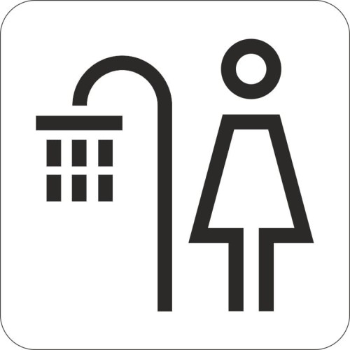 Przejdź do produktu TABLICZKA Na Drzwi Aluminium Piktogram Prysznic Damski Biała Znak Oznaczenie nadrzwi