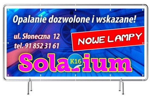 Przejdź do produktu Baner Reklamowy Solarium Opalanie Dozwolone i Wskazane