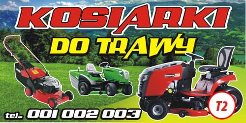 Przejdź do produktu Baner Reklamowy Kosiarki Do Trawy Sprzedaż 