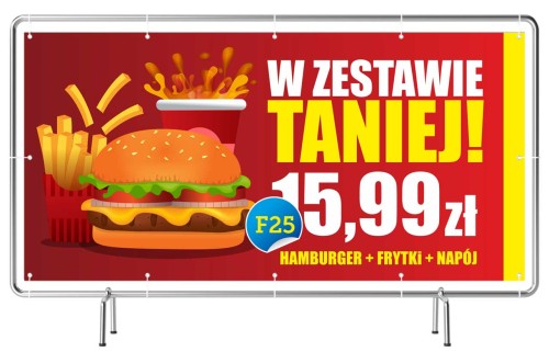 Przejdź do produktu Baner Reklamowy Hamburger Frytki Zestaw