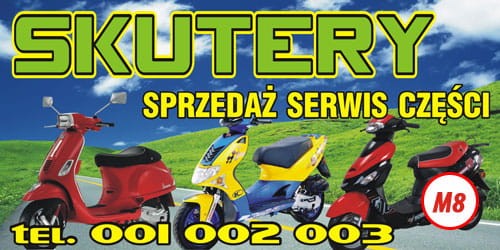 Przejdź do produktu Baner Reklamowy Skutery Sprzedaż Części