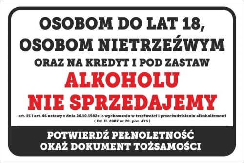 Przejdź do produktu Naklejka - do lat 18 alkoholu nie sprzedajemy