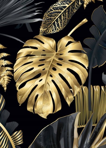 Przejdź do produktu Monstera złota Plakat Plakaty B2 70x50cm Papier200