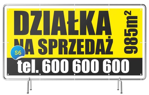 Przejdź do produktu Baner Reklamowy Działka  na Sprzedaż żółto czarny Pole Nieruchomość