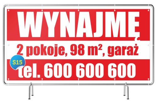 Przejdź do produktu Baner Reklamowy Wynajmę Nieruchomość, Wynajmę Magazyn, Mieszkanie, Garaż