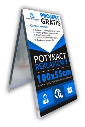 Przejdź do produktu Potykacz stojak 100x55cm z grafiką Projekt Gratis Metalowy