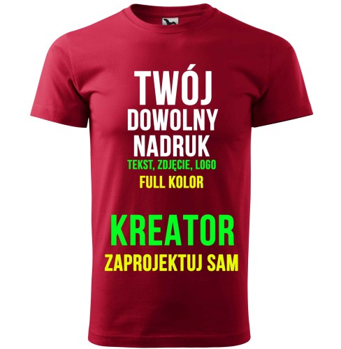 Przejdź do produktu KOSZULKA, T-SHIRT Z TWOIM WŁASNYM NADRUKIEM - Kreator Zaprojektuj Sam Kolor