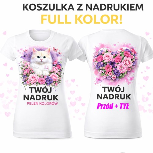 Przejdź do produktu Koszulka Damska Dwustronny Nadruk Zaprojektuj Sama Kreator - Koszulka Z Własnym Nadrukiem