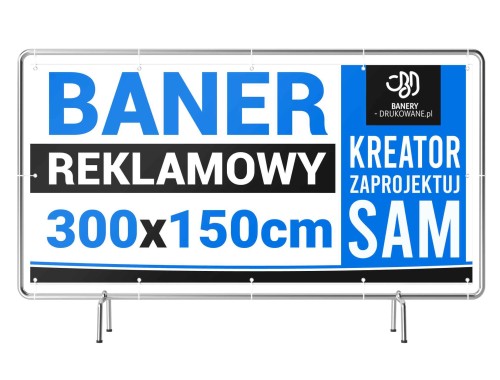 Przejdź do produktu 300cm x 150cm Baner Reklamowy Zaprojektuj Sam KREATOR