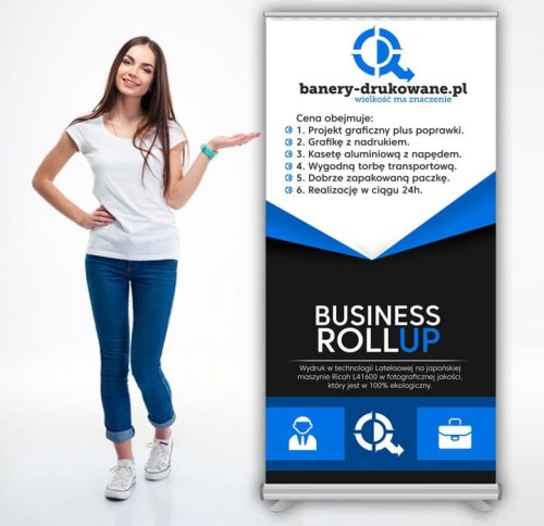 Przejdź do produktu ROLL UP ROLLUP + WYDRUK 85cmX200cm Projekt Gratis