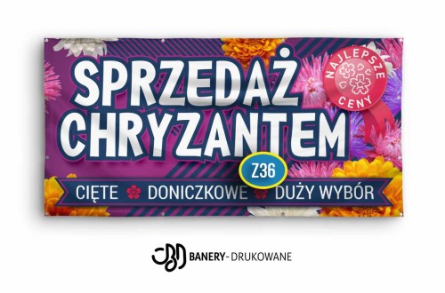Przejdź do produktu Baner Reklamowy Sprzedaż Chryzantem Cięte Doniczkowe Duży Wybór
