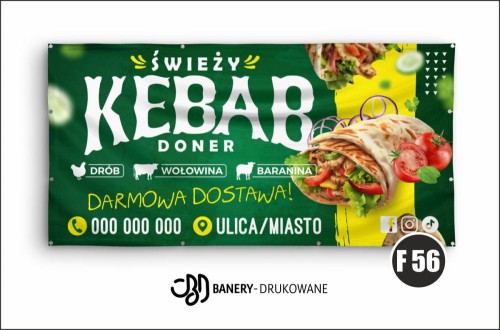 Przejdź do produktu Baner Reklamowy Świeży Kebab Doner Darmowa Dostawa