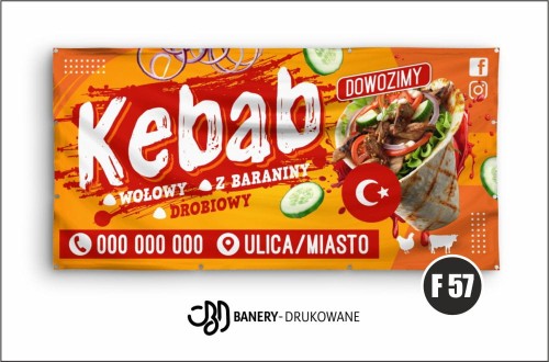 Przejdź do produktu Baner Reklamowy Kebab Dwozimy 
