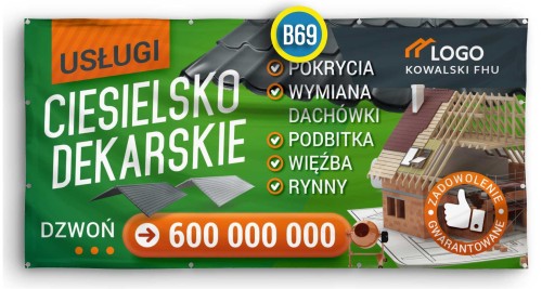 Przejdź do produktu Baner Reklamowy Usługi Ciesielsko Dekarskie 
