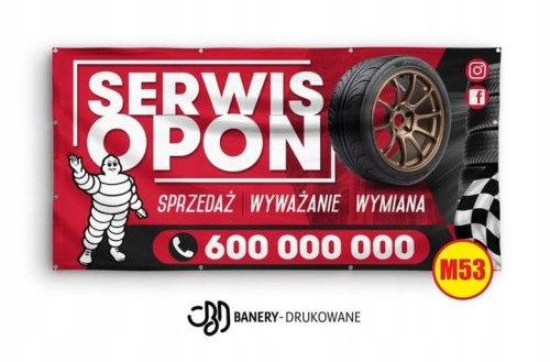 Przejdź do produktu Baner Reklamowy Serwis Opon Sprzedaż Wymiana Wulkanizacja 