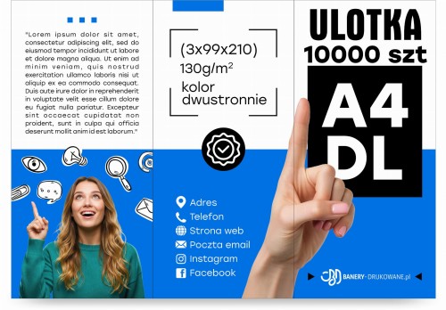 Przejdź do produktu Ulotka Składana A4 Do DL 10000szt.