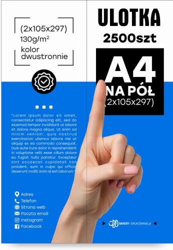 Przejdź do produktu Ulotka Składana A4 Na Pół 2500szt.