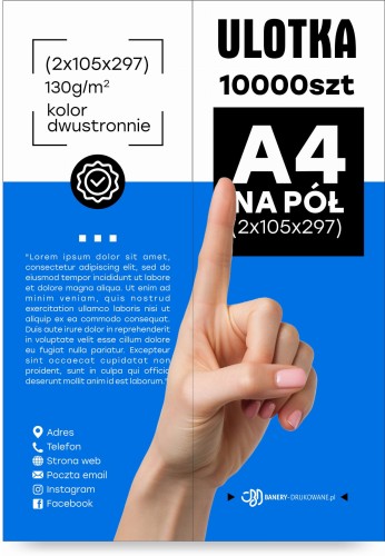 Przejdź do produktu Ulotka Składana A4 Na Pół 10000szt.