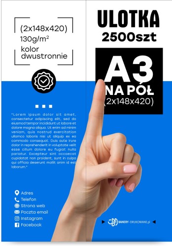 Przejdź do produktu Ulotka Składana A3 Na Pół 2500szt.