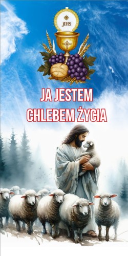 Przejdź do produktu Baner Reklamowy Boże Ciało  Ja Jestem Chlebem życia Dekoracja Ołtarza Domu Kościoła