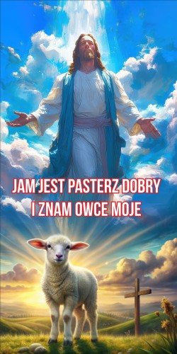 Przejdź do produktu Baner Reklamowy Boże Ciało Jam Jest Pasterz Dobry, Dekoracja Ołtarza, Kościoła, Dekoracja Eucharystyczna