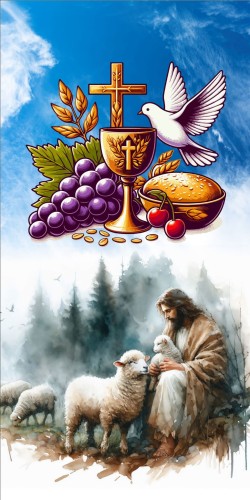 Przejdź do produktu Baner Reklamowy Boże Ciało Dekoracja Ołtarza, Hostia, Jezus