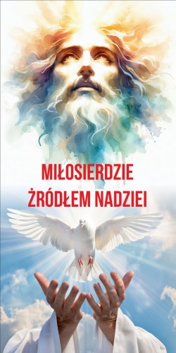 Przejdź do produktu Baner Reklamowy Boże Ciało Dekoracja Kościoła Ołtarza Domu, Miłościerdzie Źródłem Nadziei