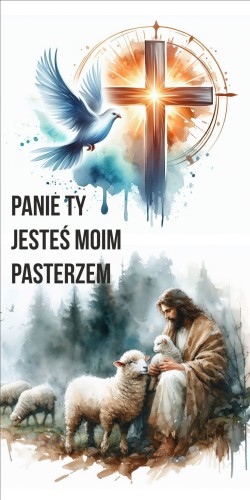 Przejdź do produktu Baner Boże Ciało Panie Ty Jesteś Moim Pasterzem Dekoracja Eucharystyczna Domu Ołtarza
