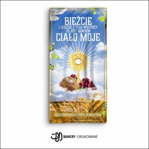 Przejdź do produktu Baner Reklamowy Dekoracja Boże Ciało, Bierzcie Ciało Moje Dekoracja Ołtarza