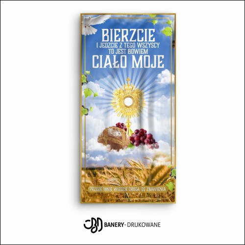 Przejdź do produktu Baner Reklamowy Dekoracja Boże Ciało, Bierzcie Ciało Moje Dekoracja Ołtarza