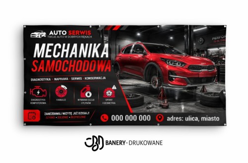 Przejdź do produktu Baner Reklamowy Mechanika Samochodowa 