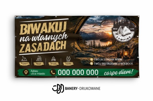 Przejdź do produktu Baner Reklamowy Camping Pole Namiotowe Biwak
