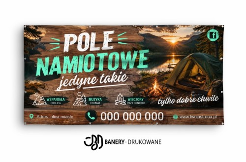 Przejdź do produktu Baner Reklamowy Pole Namiotowe Jedyna Takie Camping