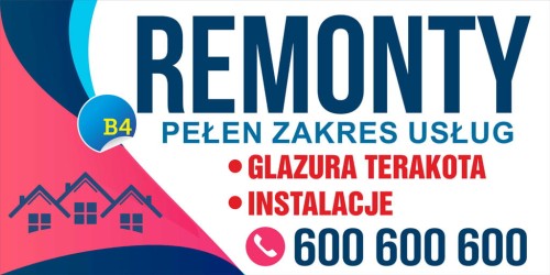 Przejdź do produktu Baner Reklamowy FIrma Budowlana, Remonty, Wykończenia, Dachy