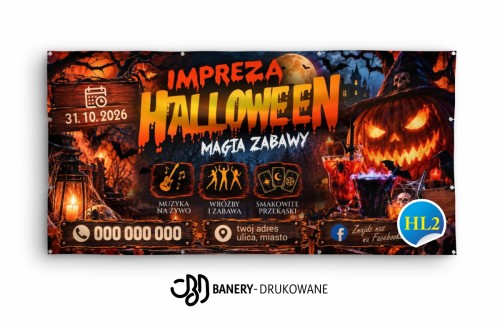 Przejdź do produktu Baner Reklamowy Halloween Impreza Halloweenowa