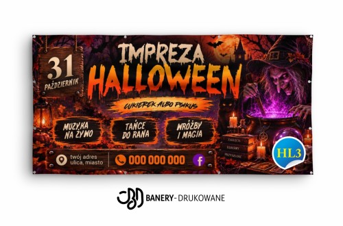 Przejdź do produktu Baner Reklamowy Halloween Impreza Party