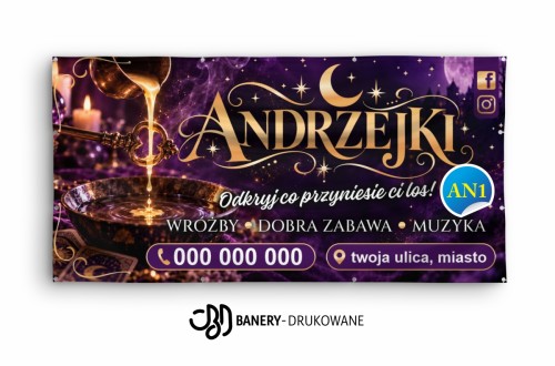 Przejdź do produktu Baner Reklamowy Anrzejki Impreza Andrzejkowa