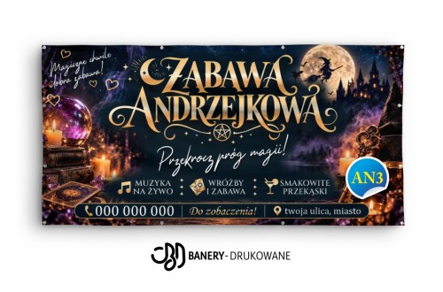 Przejdź do produktu Baner Reklamowy Zabawa Andrzejkowa Zaproszenie Andrzejki