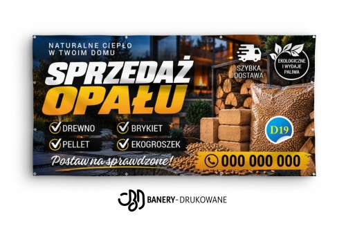 Przejdź do produktu Baner Reklamowy Sprzedaż opału pellet, drewno, ekogroszek Szybka dostawa