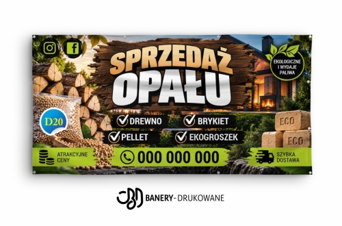 Przejdź do produktu Baner Reklamowy Sprzedaż opału brykiet pellet ekogroszek