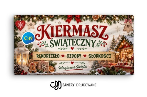 Przejdź do produktu Baner Reklamowy Kiermasz Świąteczny Rękodzieło Ozdoby Słodkości