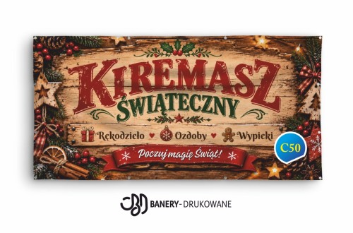 Przejdź do produktu Baner Reklamowy Kiermasz Świąteczny Rękodzieło Ozdoby Klimat Świąt 