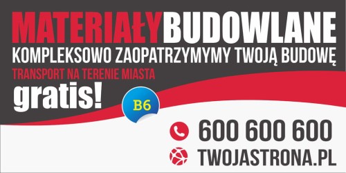 Przejdź do produktu Baner Reklamowy Materiały Budowlane Hurtownia Budowlana, Zaopatrzenie Budowy 
