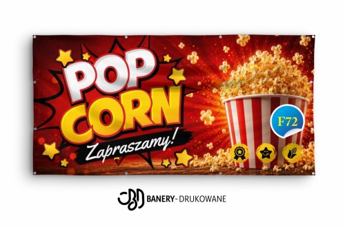 Przejdź do produktu Baner „Popcorn – Zapraszamy” – baner reklamowy na stoisko z popcornem, festyn, piknik i imprezę