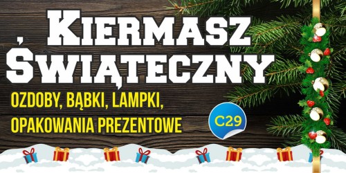 Przejdź do produktu Baner Reklamowy Kiermasz Świąteczny Ozdoby Lampki Opakowania Prezentowe