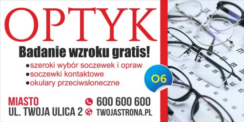 Przejdź do produktu Baner Reklamowy Optyk Badanie Wzroku Gratis