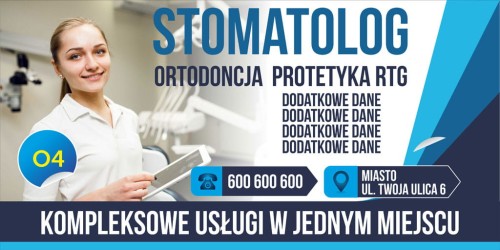 Przejdź do produktu Baner Reklamowy Stomatolog Kompleksowe Usługi Ortodoncja Protetyka RTG